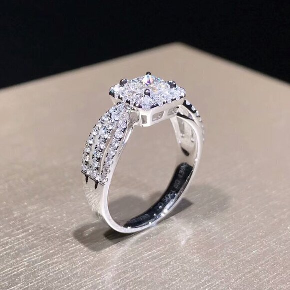 🍁Luxury Clear Gem Zircon Filed Delicate Square Hollow Rings for Women, MARR9031 - Picture 6 of 6